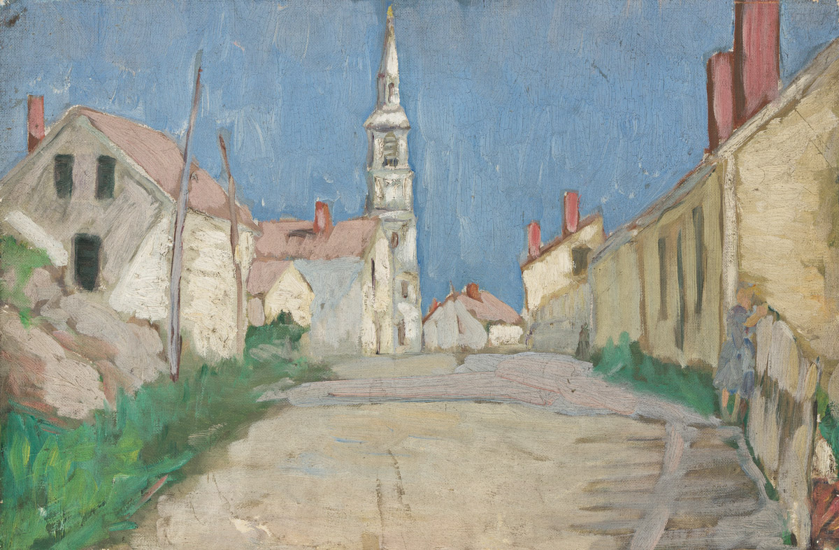 ABRAHAM WALKOWITZ (1878-1965) Street View with Church Steeple.